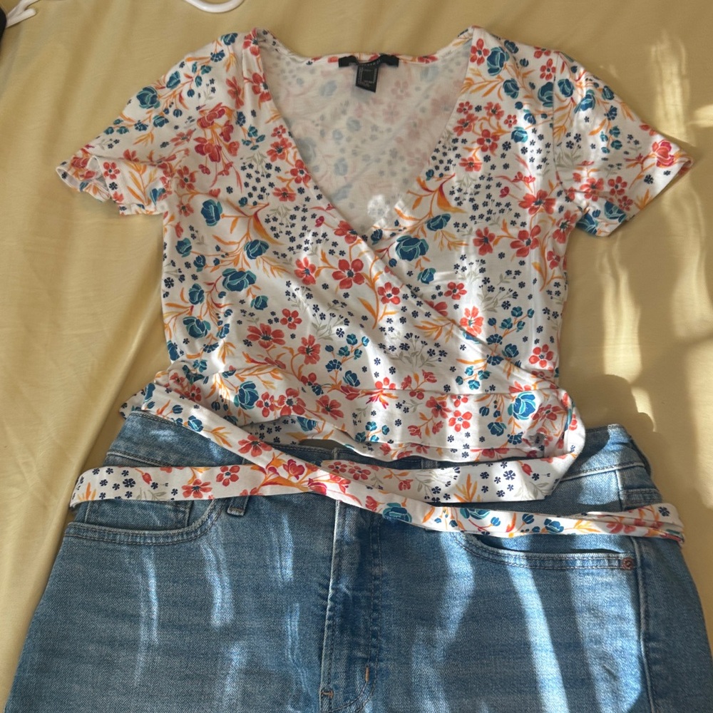 Forever 21 Multicolor Floral Wrap Top